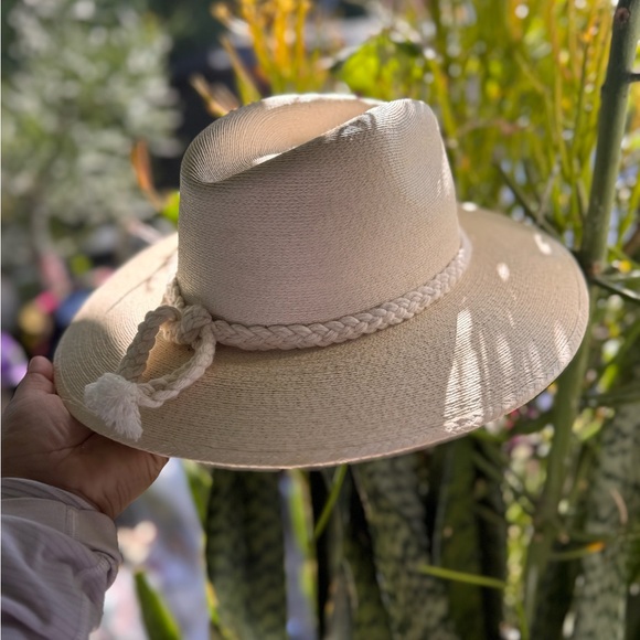Women's Cream Wide Brim Braided Rope Fedora Hat - Picture 10 of 15